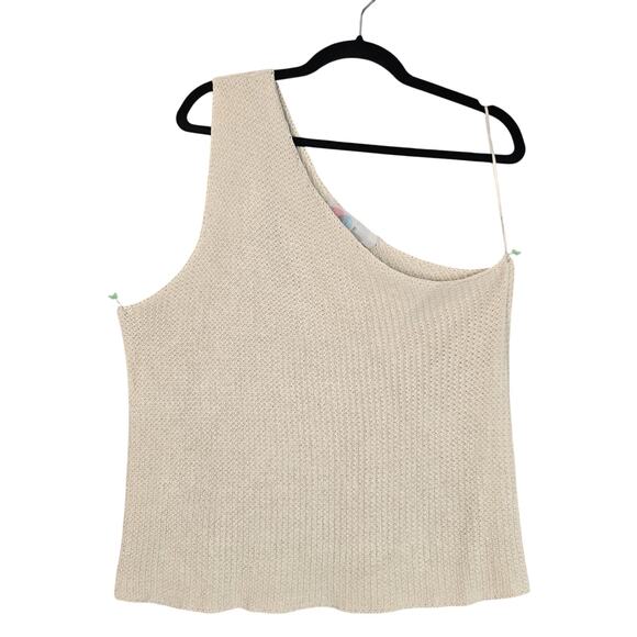 FP Beach Sweater Womens XL One Shoulder Asymmetrical Knit Top Free People - Picture 1 of 10